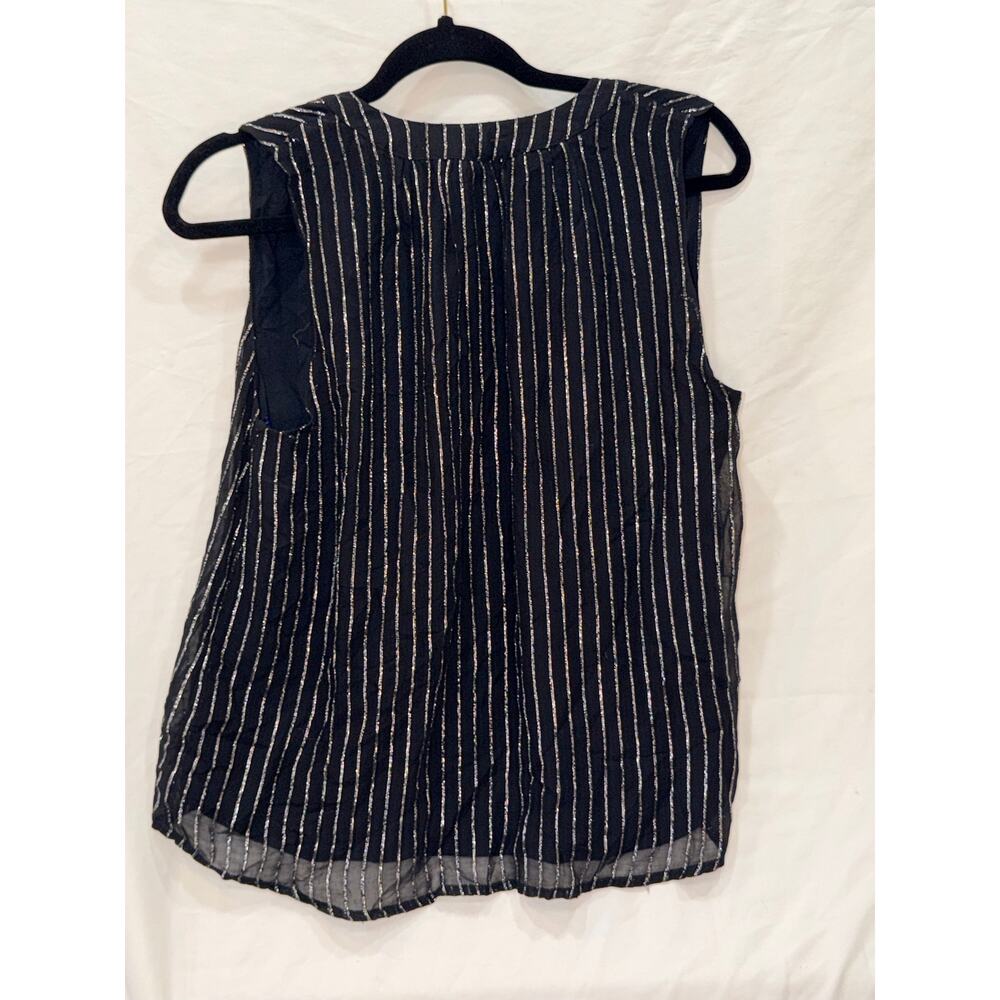 Velvet Graham & Spencer Black Metallic Stripe Top S - Picture 2 of 5